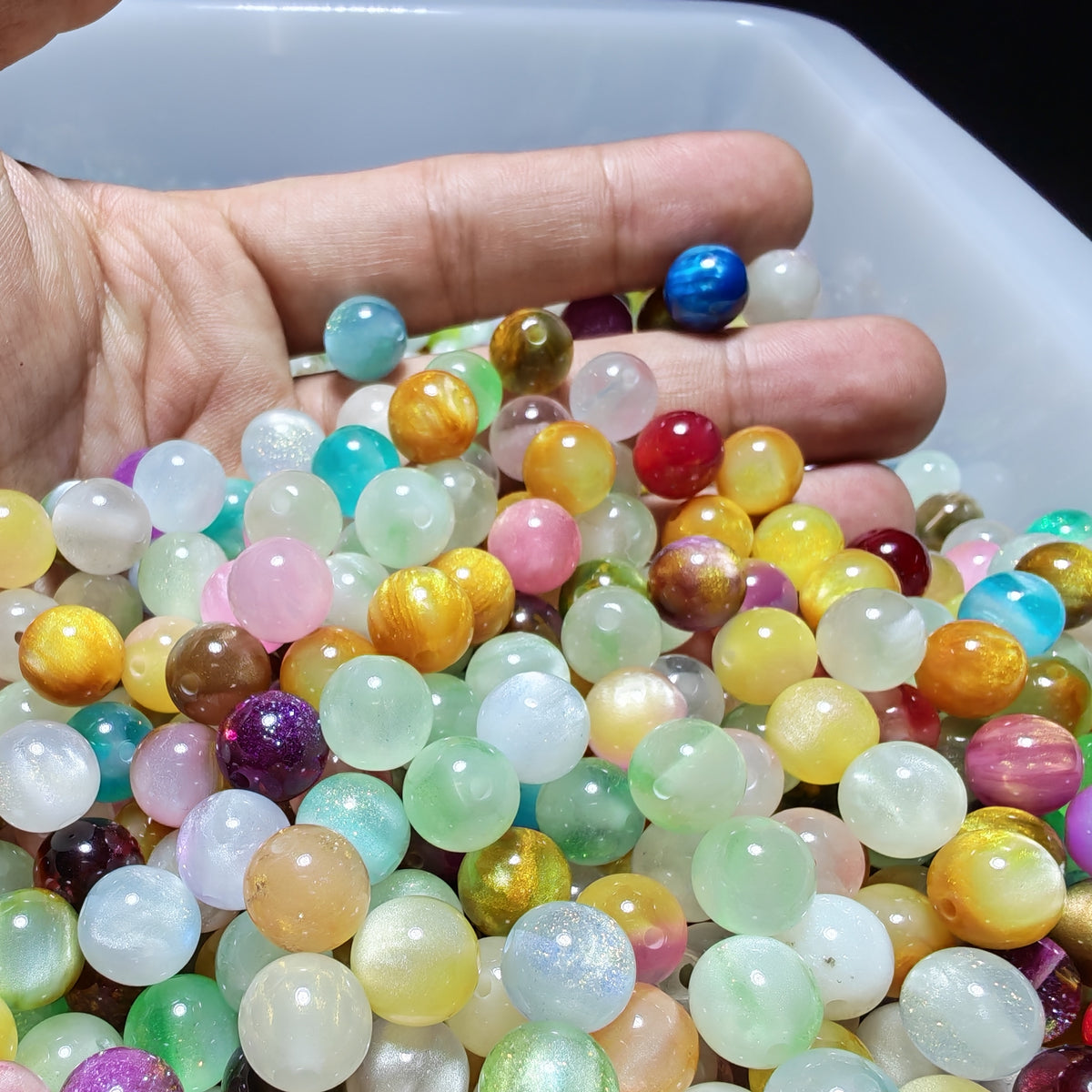 Discounted-Size-8mm Resin Beads(Have UV Color changing)-150ml